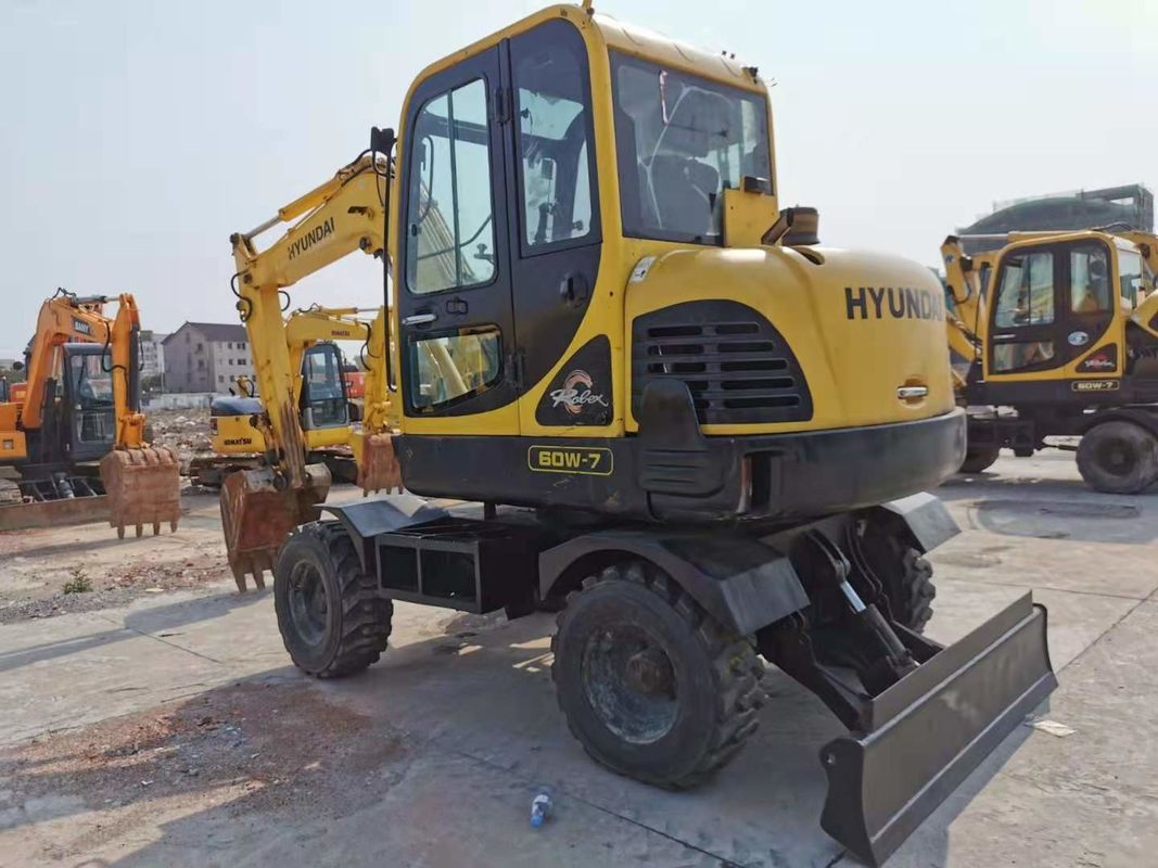 Excavadora de ruedas usadas Hyundai R60-7 importada de Corea