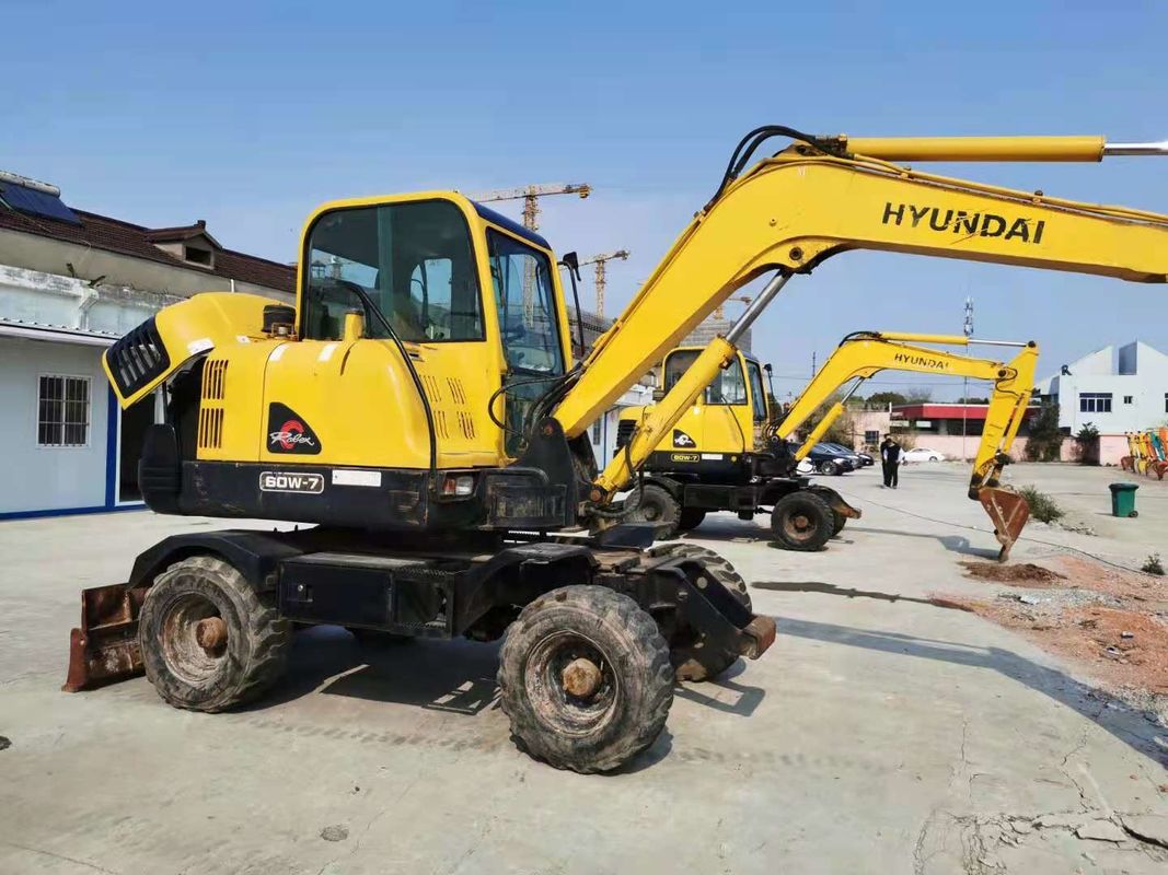 Excavadora de ruedas usadas Hyundai R60-7 importada de Corea