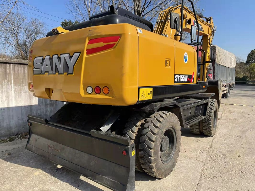 Listo para trabajar chino original SANY SY155W Excavadora de ruedas usadas TCD4.1 L4 Tipo de motor