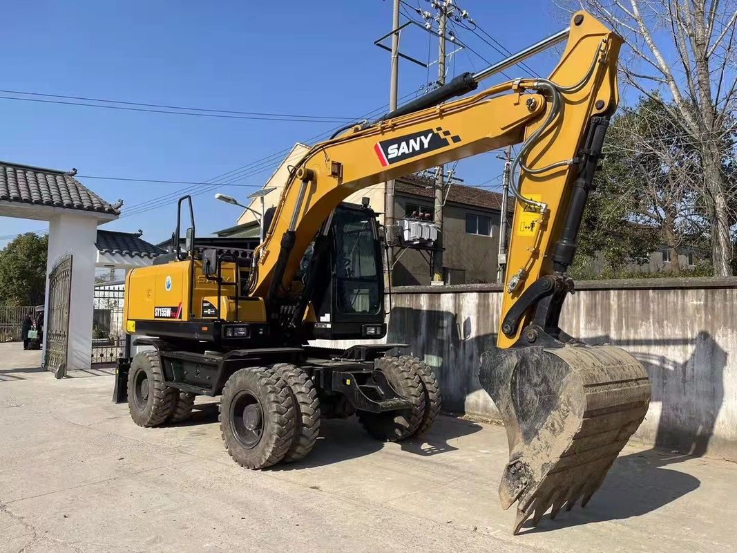 Listo para trabajar chino original SANY SY155W Excavadora de ruedas usadas TCD4.1 L4 Tipo de motor